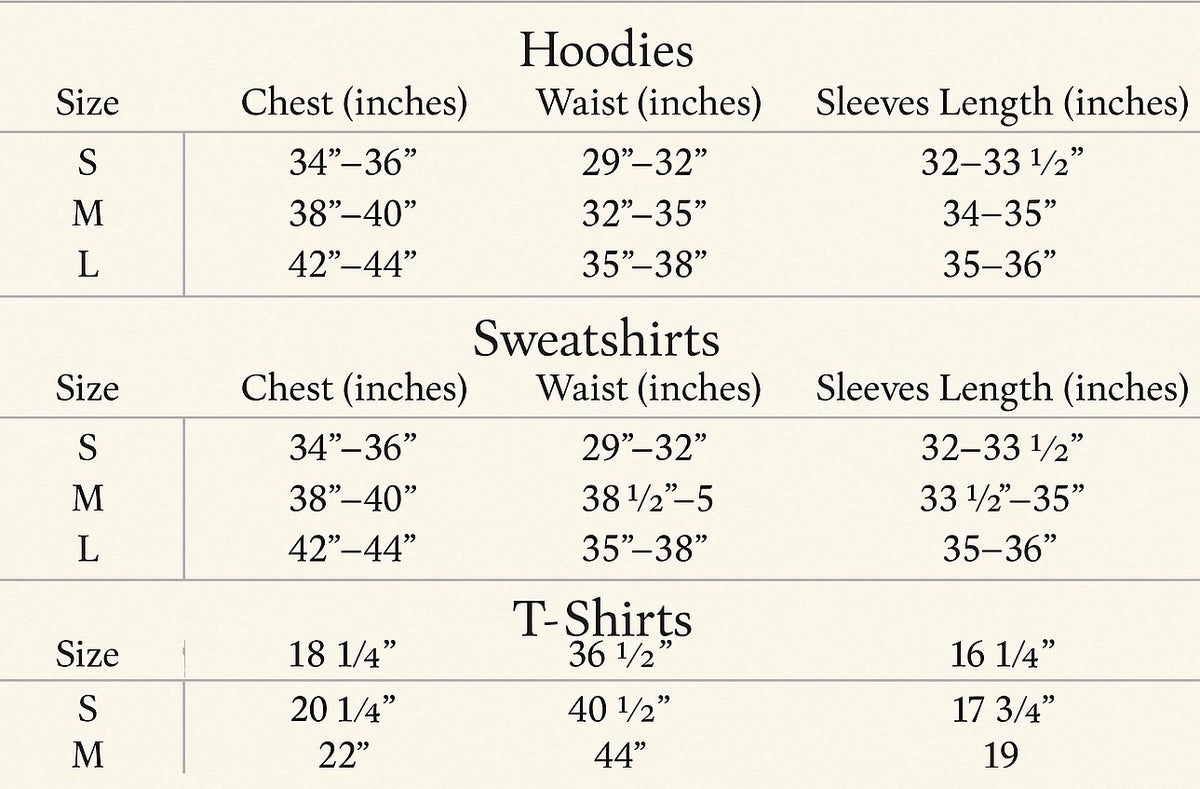 Size chart